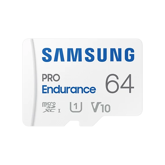 SAMSUNG Memóriakártya, PRO Endurance microSD kártya 64GB, CLASS 10, UHS-I (SDR104), + SD Adapter, R100/W30