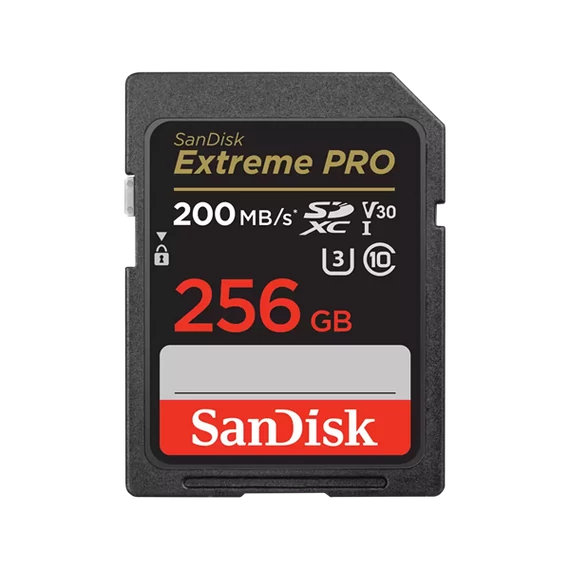SANDISK 121597, SDXC EXTREME PRO KÁRTYA 256GB, 200/140 MB/s , UHS-I, Class 10, U3, V30