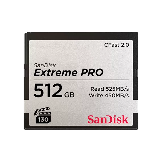 SANDISK 173409, CFAST EXTREME PRO KÁRTYA, 512GB, 525MB/SEC.
