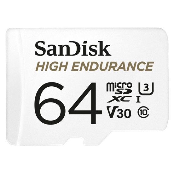 SANDISK Memóriakártya 183566, MICRO SDXC KÁRTYA HIGH ENDURANCE 64GB, 100 MB/S, C10, U3, V30