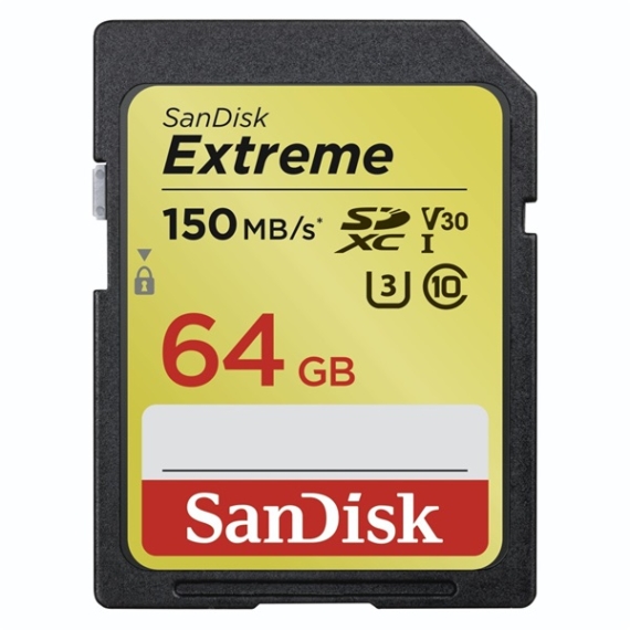 SANDISK Memóriakártya 183524, SDXC EXTREME KÁRTYA 64GB, 150MB/s V30 UHS-I U3