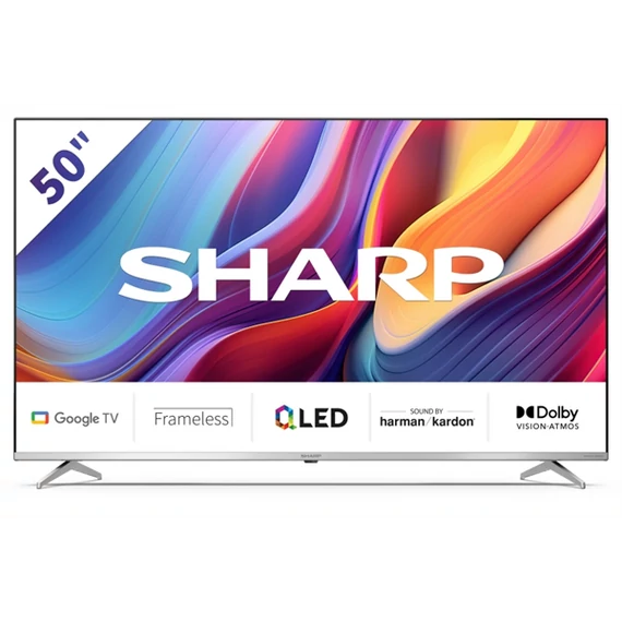 SHARP 50GP6265ES 50"/126cm 4K UHD QLED Google TV Harman/Kardon hangszórókkal, 3840x2160, 4xHDMI/2xUSB