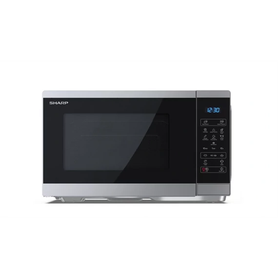 SHARP YC-MS252AE-S 25L, digitális mikrohullámú sütő, 900W, teljesítményfokozatok: 11, Eco funkció, Ezüst/Fekete