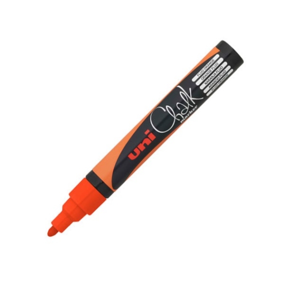 UNI Chalk Marker Pen PWE-5M Medium Bullet Tip - Fluorescent Orange