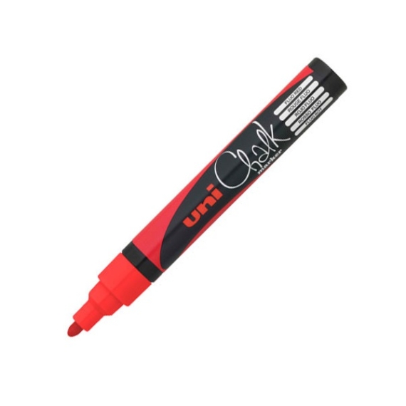 UNI Chalk Marker Pen PWE-5M Medium Bullet Tip - Fluorescent Red