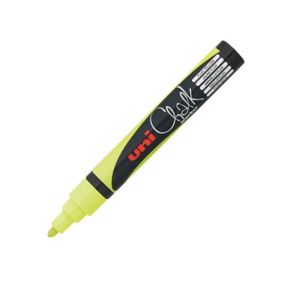 UNI Chalk Marker Pen PWE-5M Medium Bullet Tip - Fluorescent Yellow