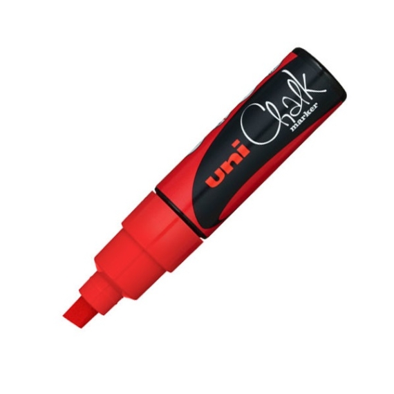 UNI Chalk Marker Pen PWE-8K Broad Chisel Tip - Fluorescent Red