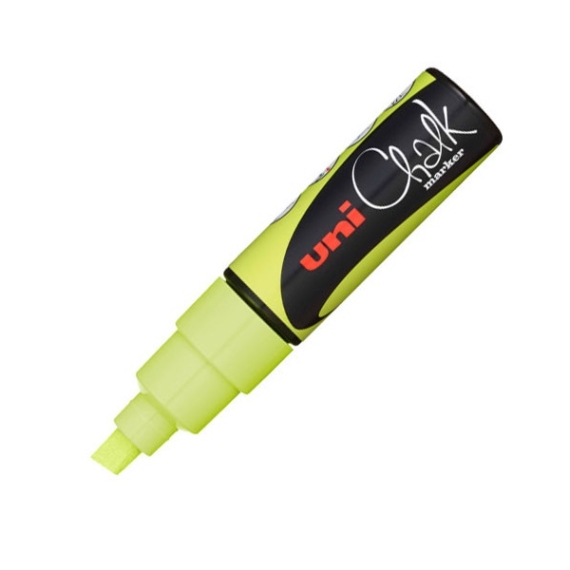 UNI Chalk Marker Pen PWE-8K Broad Chisel Tip - Fluorescent Yellow