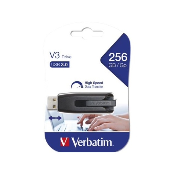 VERBATIM Pendrive, 256GB, USB 3.0, 80/25 MB/sec, "V3", fekete-szürke