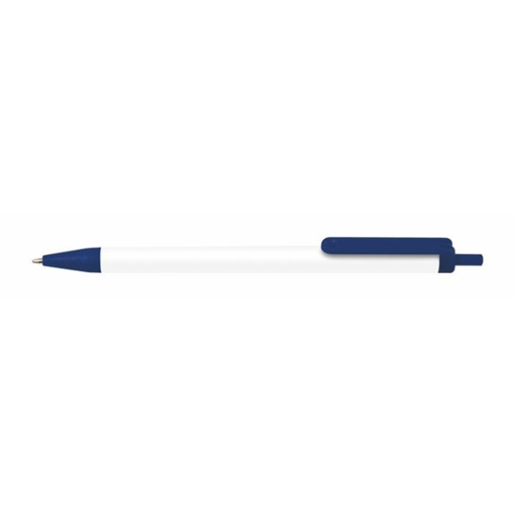 VICTORIA Golyóstoll, 0,7 mm, nyomógombos, kék-fehér tolltest, VICTORIA, kék