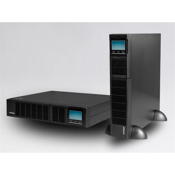 iPOWER UPS, 2000VA, 2000W, 8x IEC C13, SNMP/USB/RS-232, szünetmentes tápegység, LCD kijelző, AVR, online, Rack/Tower