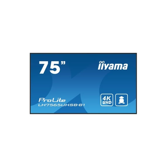 iiyama Prolite IPS 24/7 74,5", 3840x2160,16:9, 800cd/m2, 8ms,1200:1, HDMIx2/DP/USBx2/RS232C/RJ45 LH7565UHSB-B1
