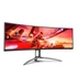 AOC Ívelt Gaming 165Hz monitor 48,8" AG493UCX2, 5120x1440 32:9, 400cd/m2, 1ms, HDMIx3/DisplayPort/USBx3