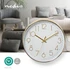 Nedis CLWA015PC30GD falióra, 30 cm átmérő,  1 x AA, arany/fehér, quarz technológia, 1,5V