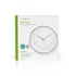 Nedis CLWA015PC30SR falióra, 30 cm átmérő,  1 x AA, ezüst/fehér, quarz technológia, 1,5V