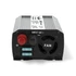 Nedis PIM60012FGY 12V DC - 230V AC inverter, 600W, Csúcsteljesítmény: 1200 W, csatlakozás: szivargyújtós, akku csipesz