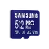 SAMSUNG Memóriakártya, PRO Plus microSDXC kártya 512GB, CLASS 10, UHS-I, U3, V30, A2, + Adapter, R180/W130