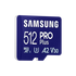 SAMSUNG Memóriakártya, PRO Plus microSDXC kártya 512GB, CLASS 10, UHS-I, U3, V30, A2, + Adapter, R180/W130